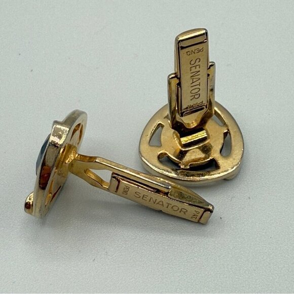 RARE Sherman Senator Cufflinks with Hematite and Gold Plated Vintage Cufflinks - Picture 3 of 10